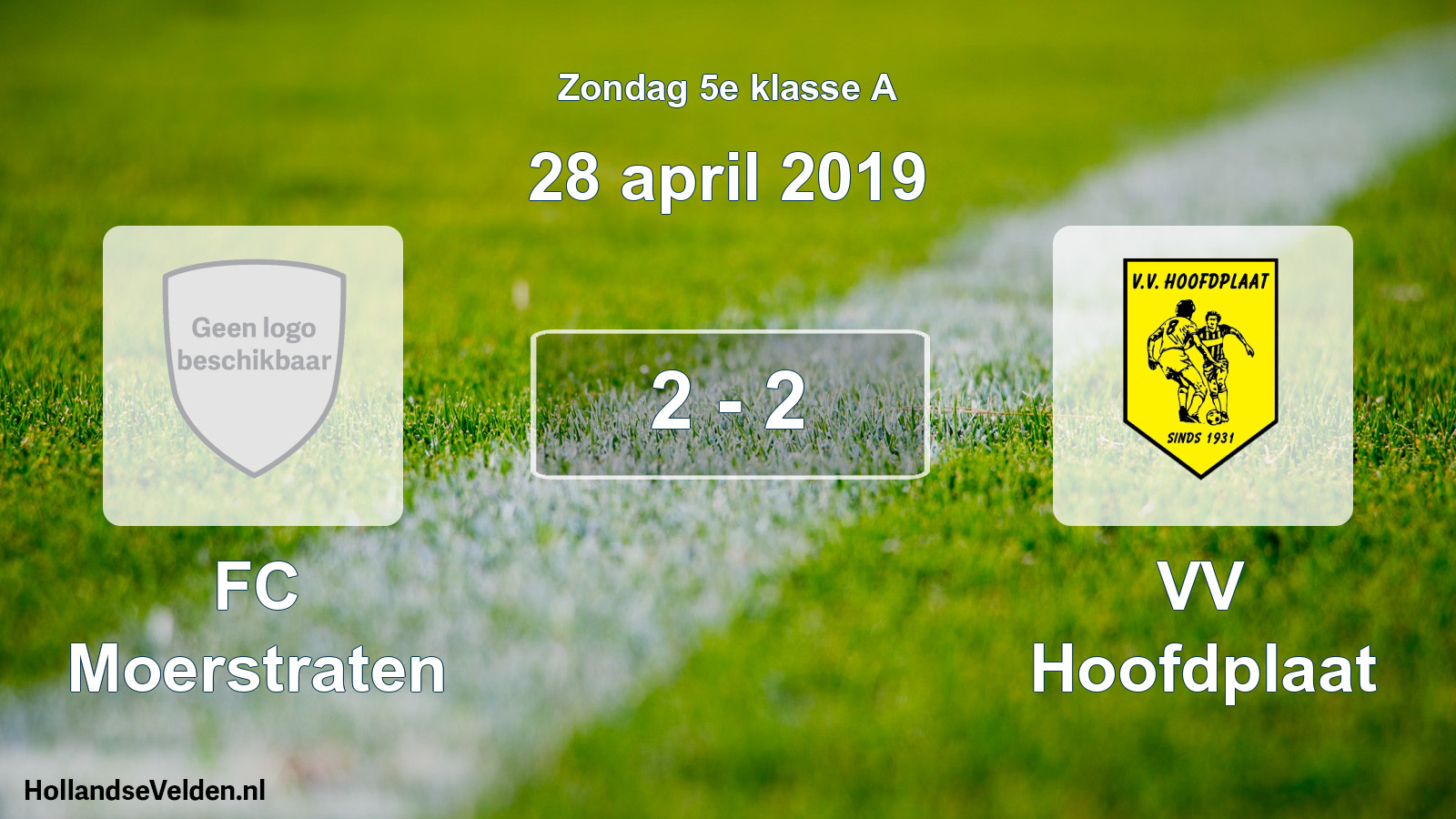 Total number of matches played: FC Moerstraten - VV Hoofdplaat 2 - 2 (28 April 2019)