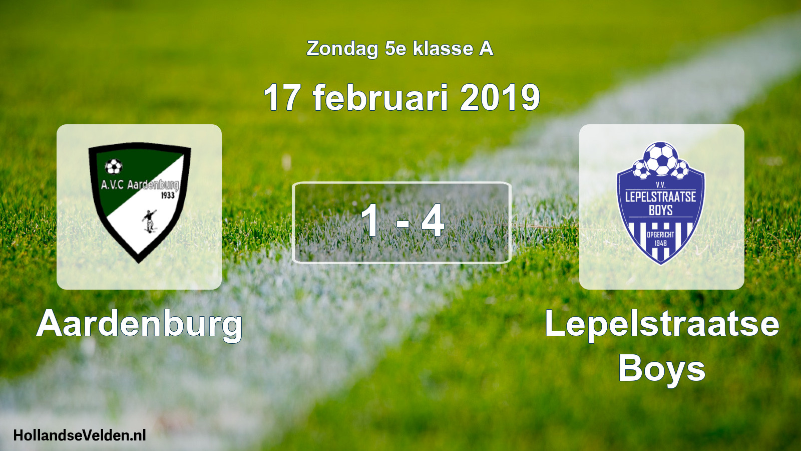 Total number of matches played: Aardenburg - Lepelstraatse Boys 1 - 4 (17 February 2019)