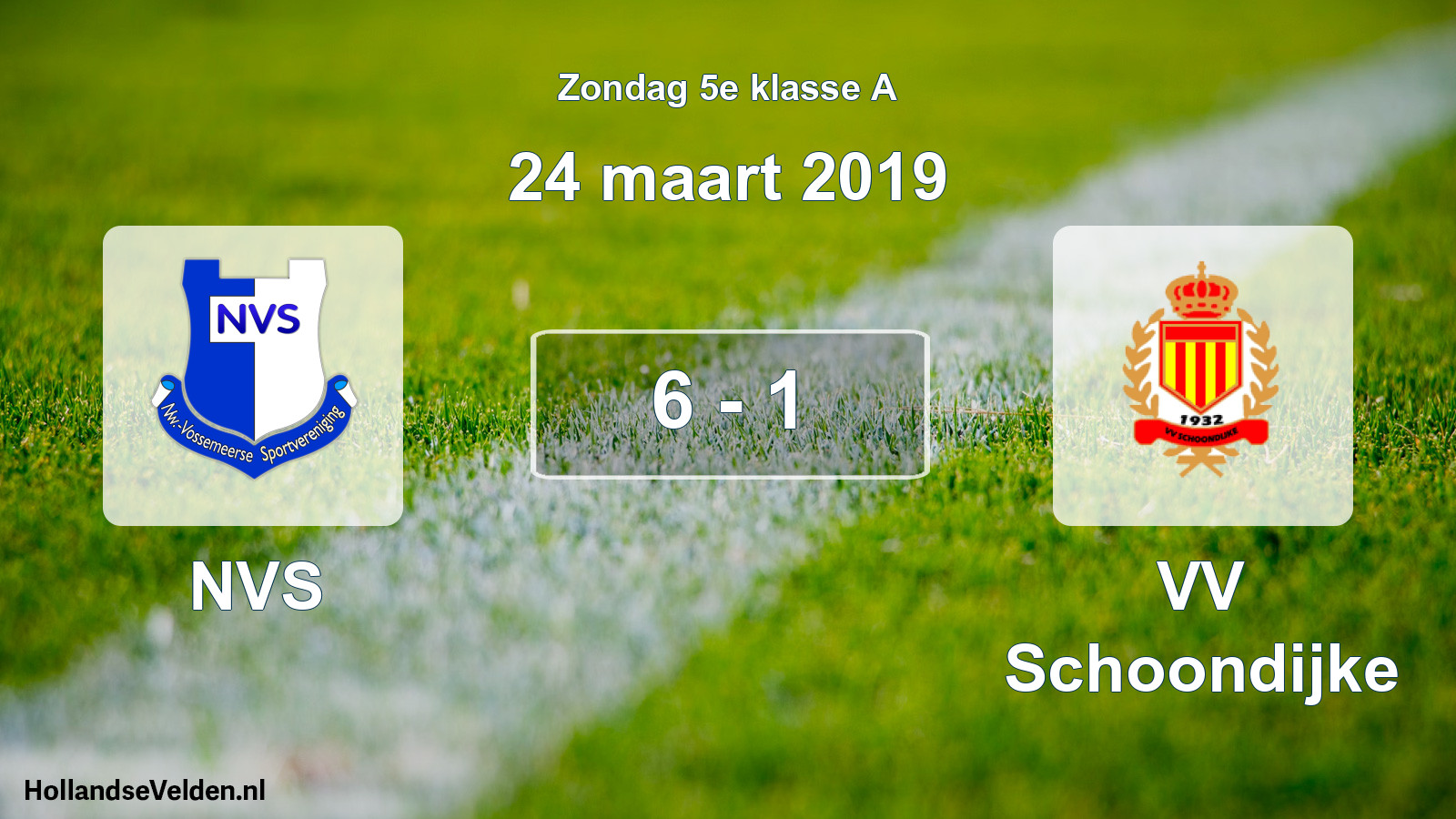 Total number of matches played: NVS - VV Schoondijke 6 - 1 (24 March 2019)