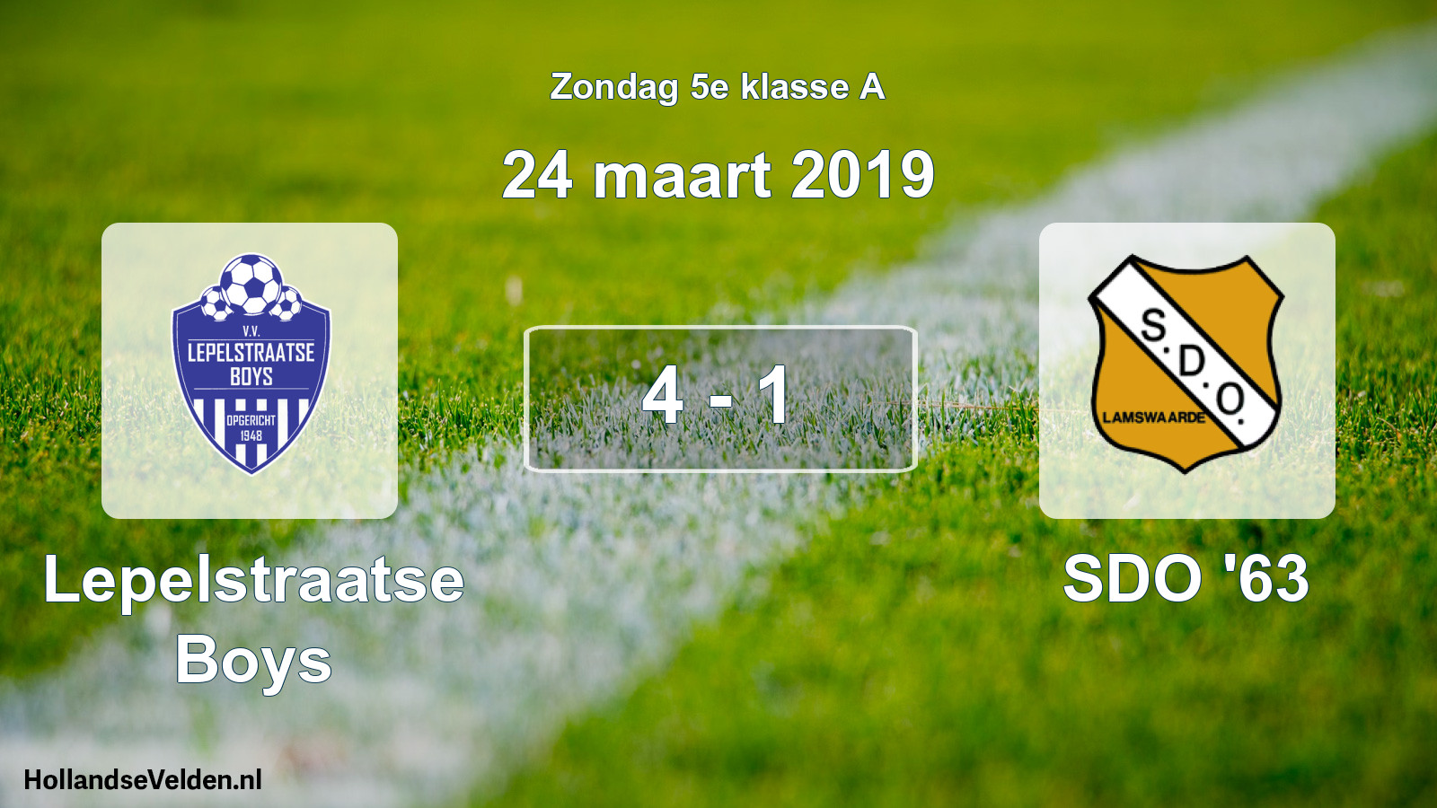 Total number of matches played: Lepelstraatse Boys - SDO '63 4 - 1 (24 March 2019)