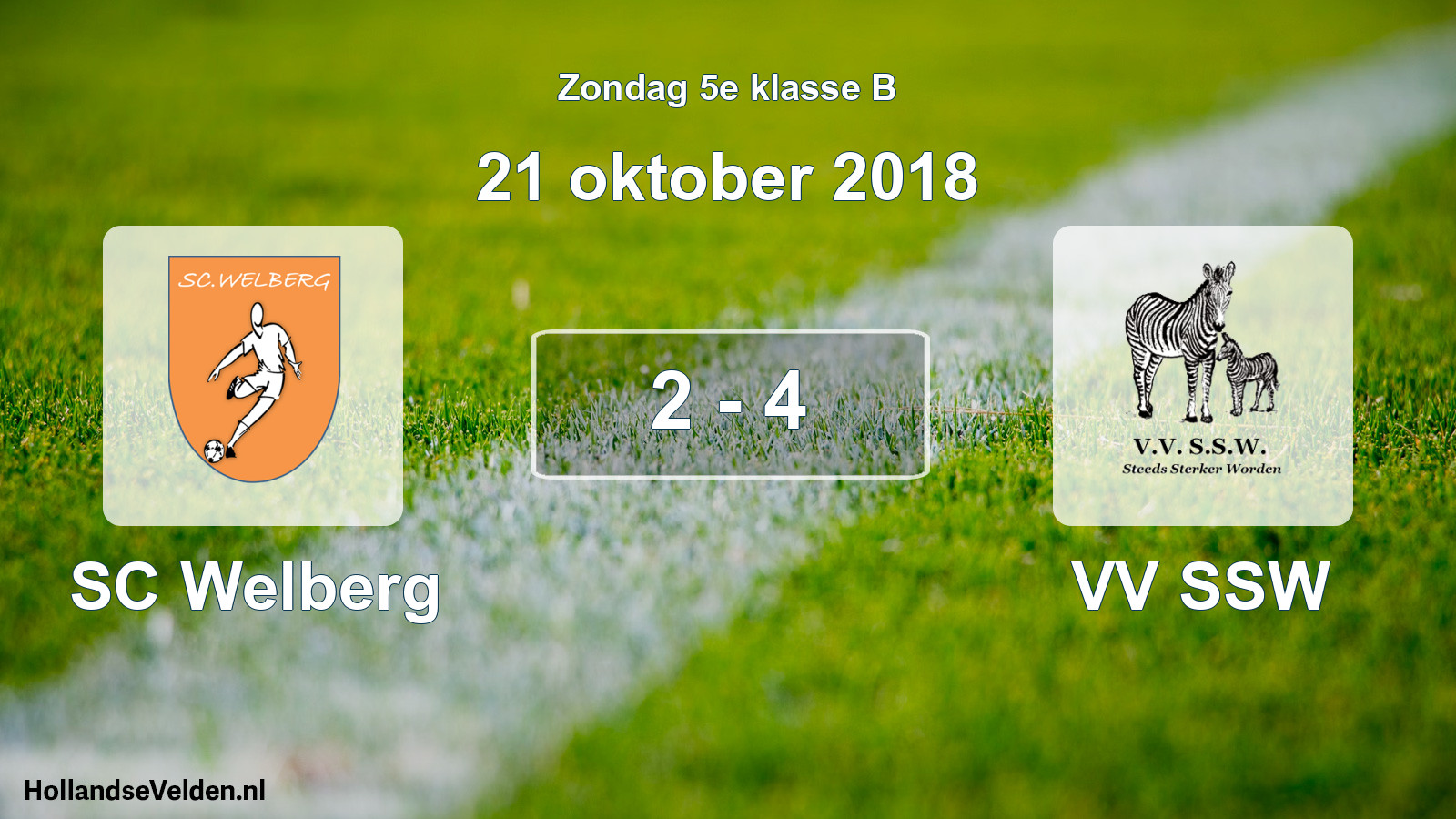 Total number of matches played: SC Welberg - VV SSW 2 - 4 (21 October 2018)