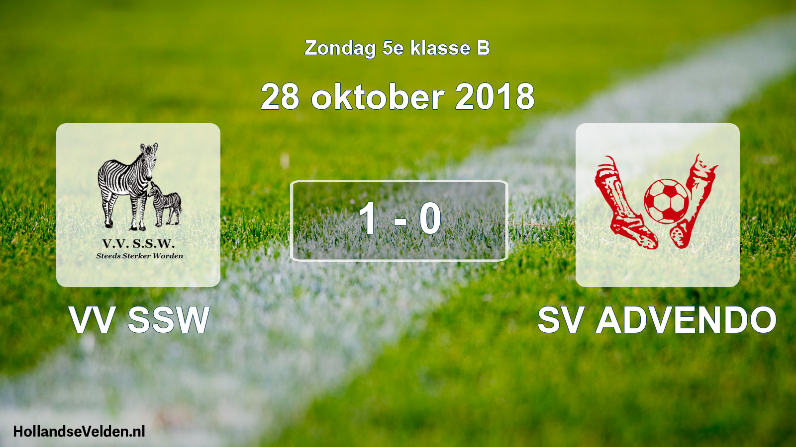 Total number of matches played: VV SSW - SV ADVENDO 1 - 0 (28 October 2018)