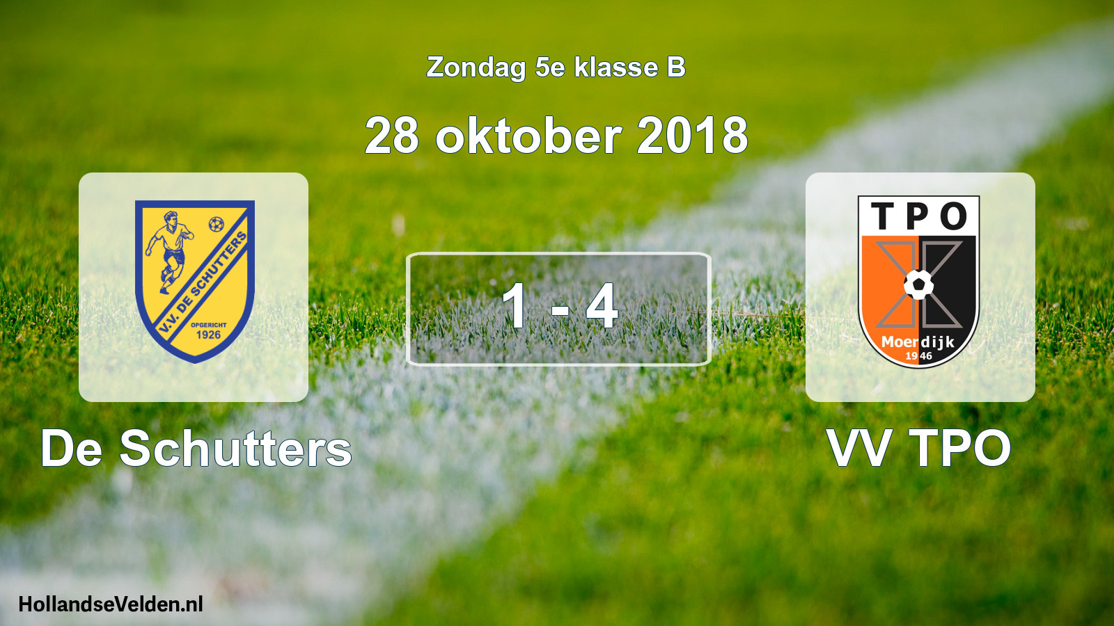 Total number of matches played: De Schutters - VV TPO 1 - 4 (28 October 2018)