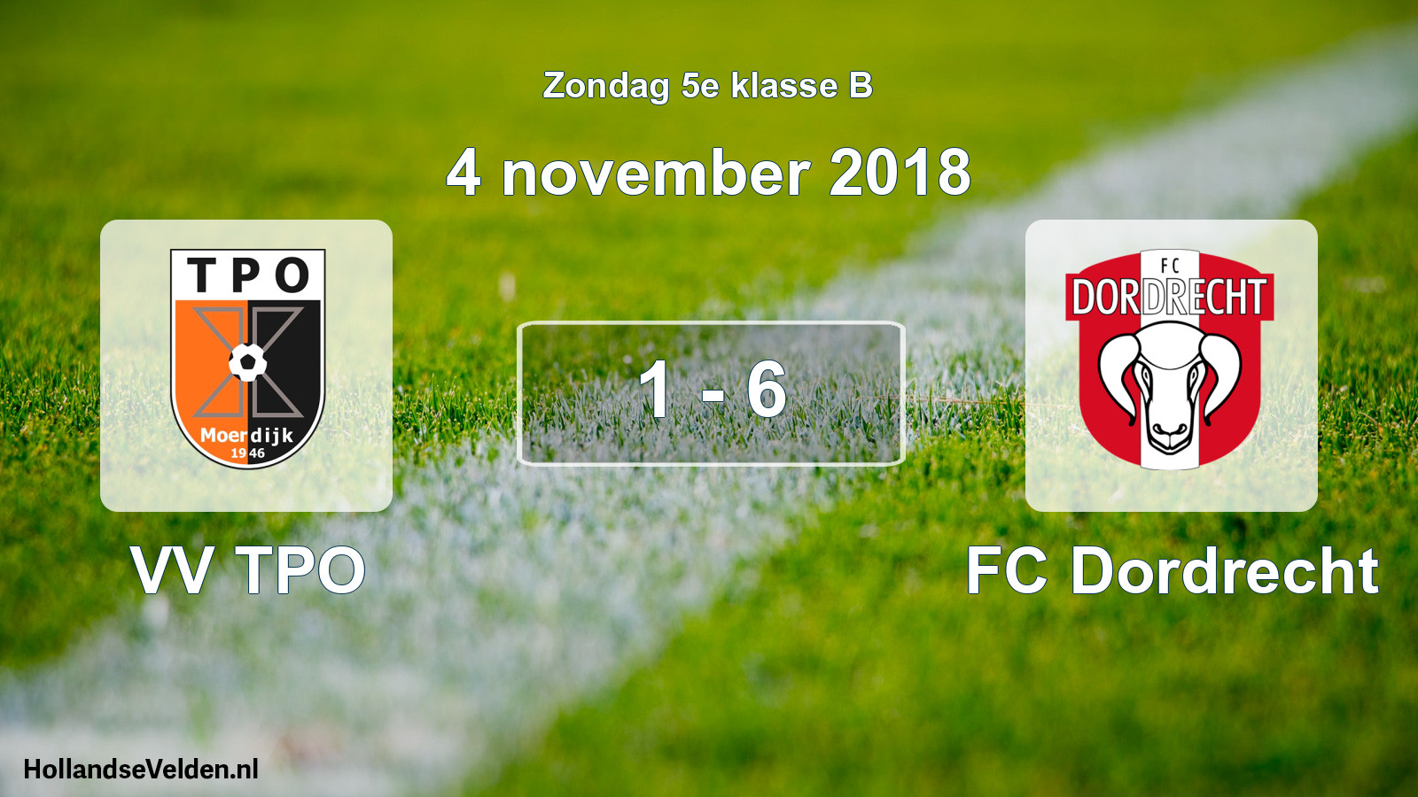 Total number of matches played: VV TPO - FC Dordrecht 1 - 6 (4 November 2018)