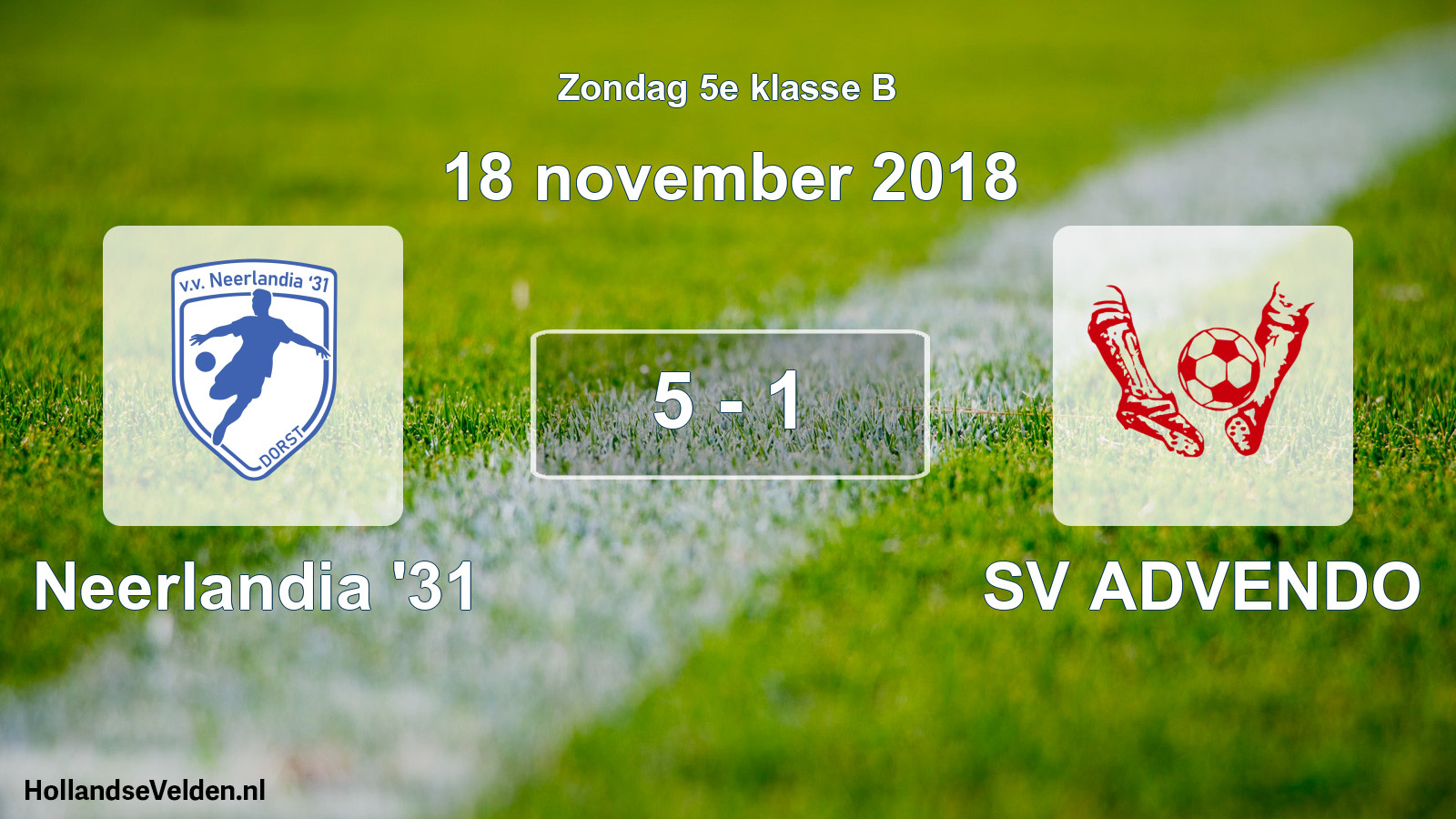 Total number of matches played: Neerlandia '31 - SV ADVENDO 5 - 1 (18 November 2018)