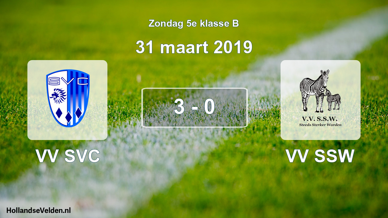 Total number of matches played: VV SVC - VV SSW 3 - 0 (31 March 2019)
