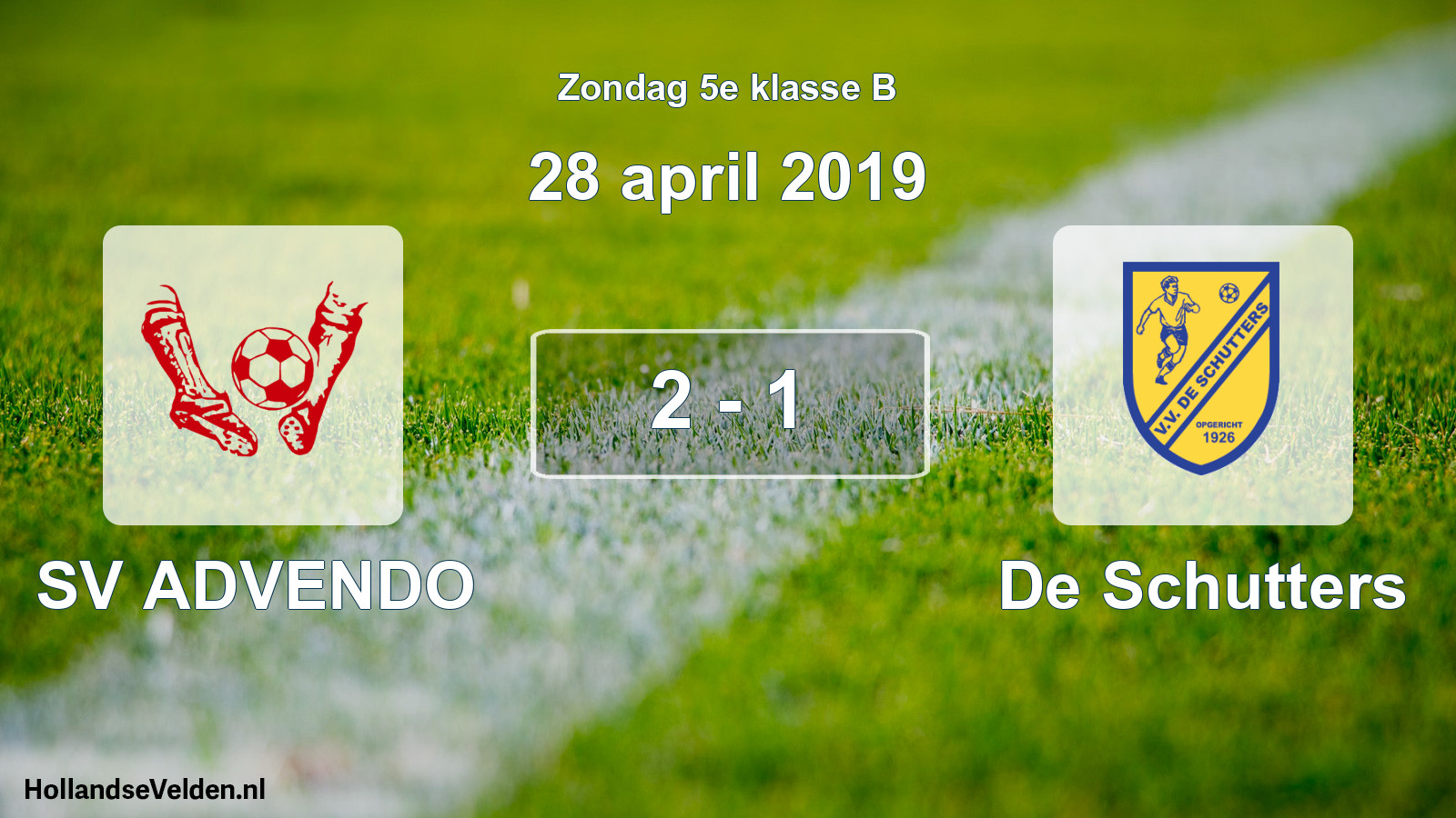 Total number of matches played: SV ADVENDO - De Schutters 2 - 1 (28 April 2019)