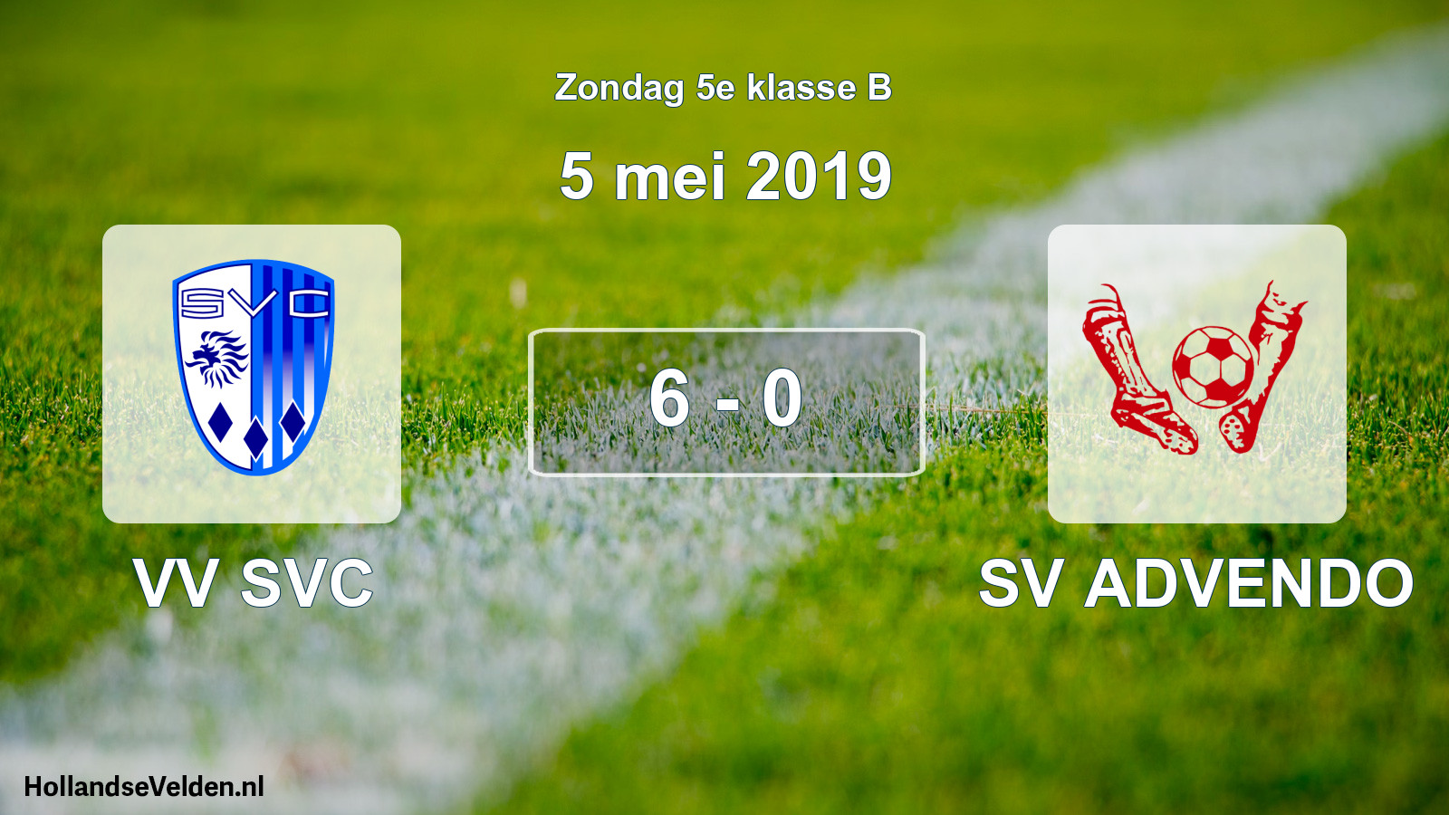 Total number of matches played: VV SVC - SV ADVENDO 6 - 0 (5 May 2019)