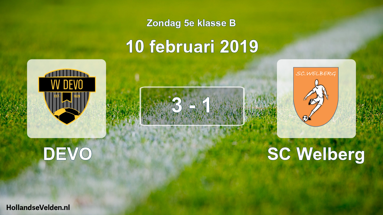 Total number of matches played: DEVO - SC Welberg 3 - 1 (10 February 2019)