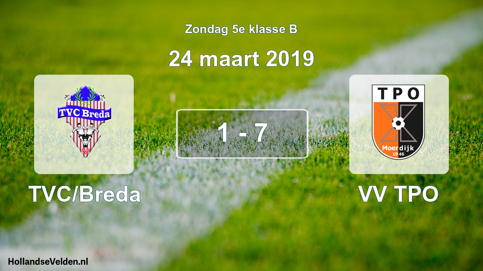 Total number of matches played: TVC/Breda - VV TPO 1 - 7 (24 March 2019)