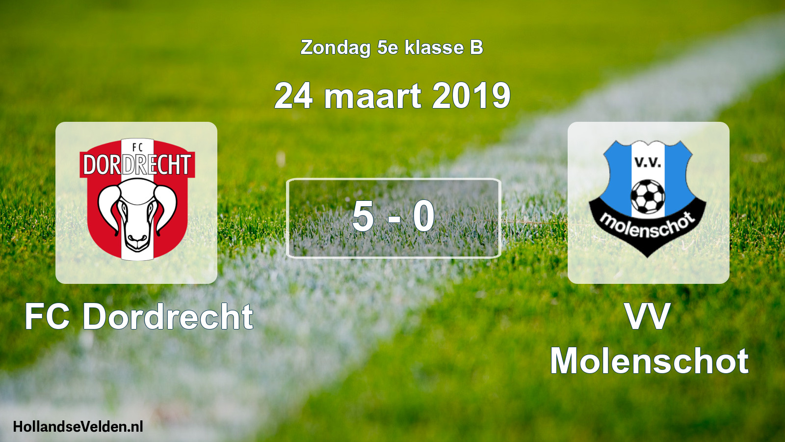 Total number of matches played: FC Dordrecht - VV Molenschot 5 - 0 (24 March 2019)
