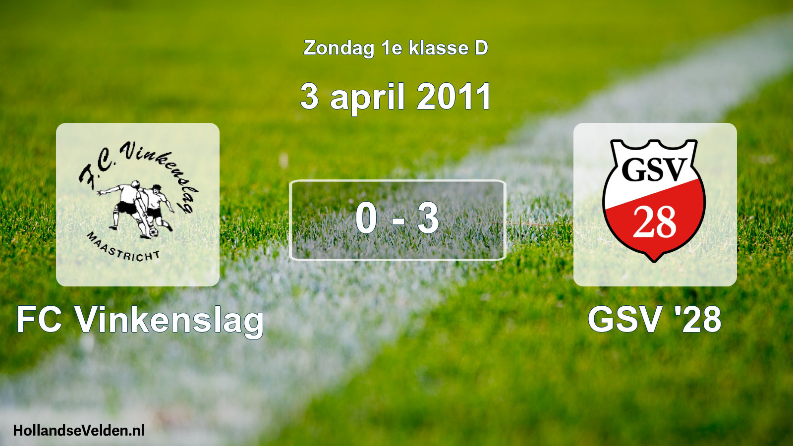 Total number of matches played: FC Vinkenslag - GSV '28 0 - 3 (3 April 2011)