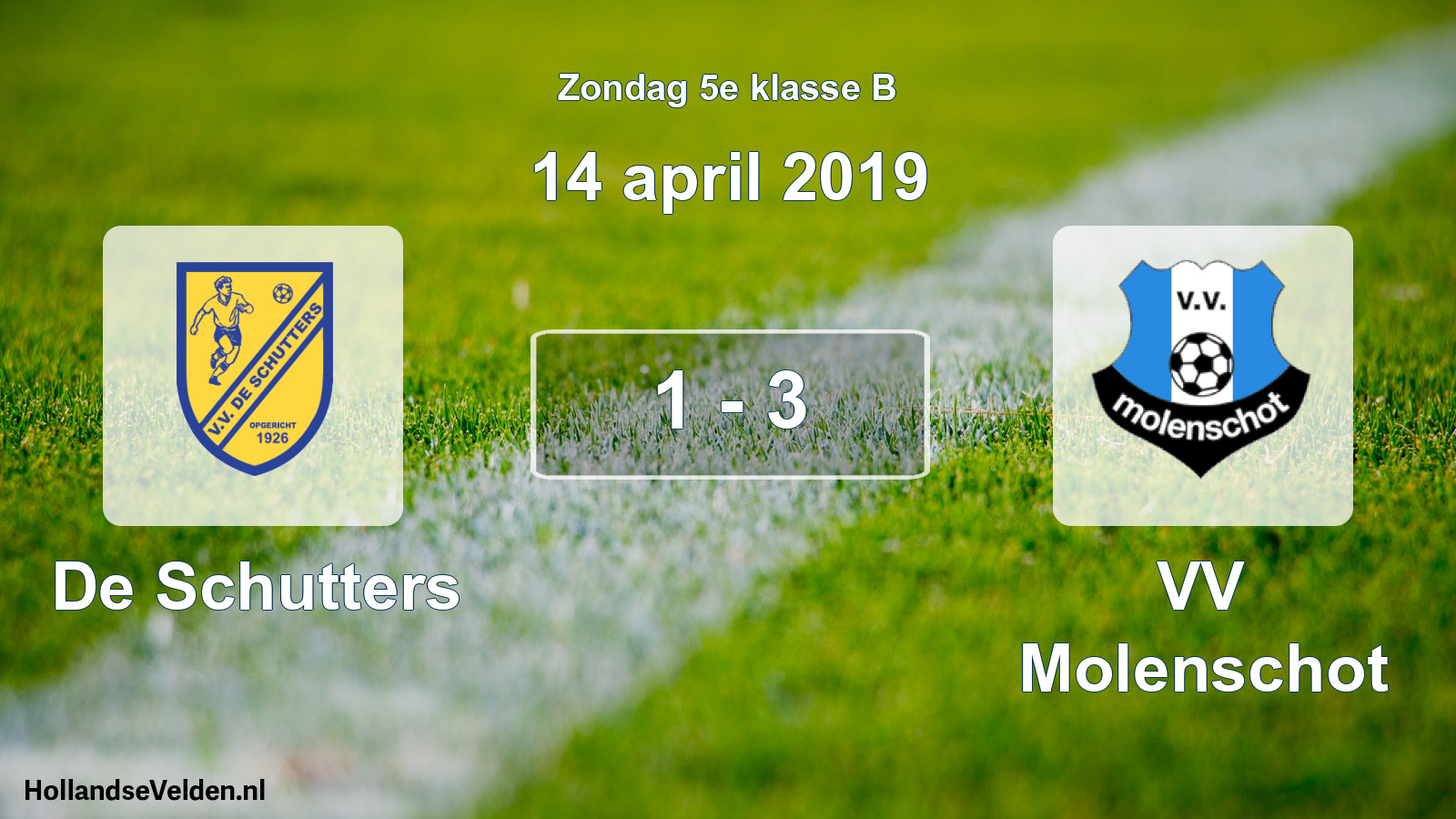 Total number of matches played: De Schutters - VV Molenschot 1 - 3 (14 April 2019)
