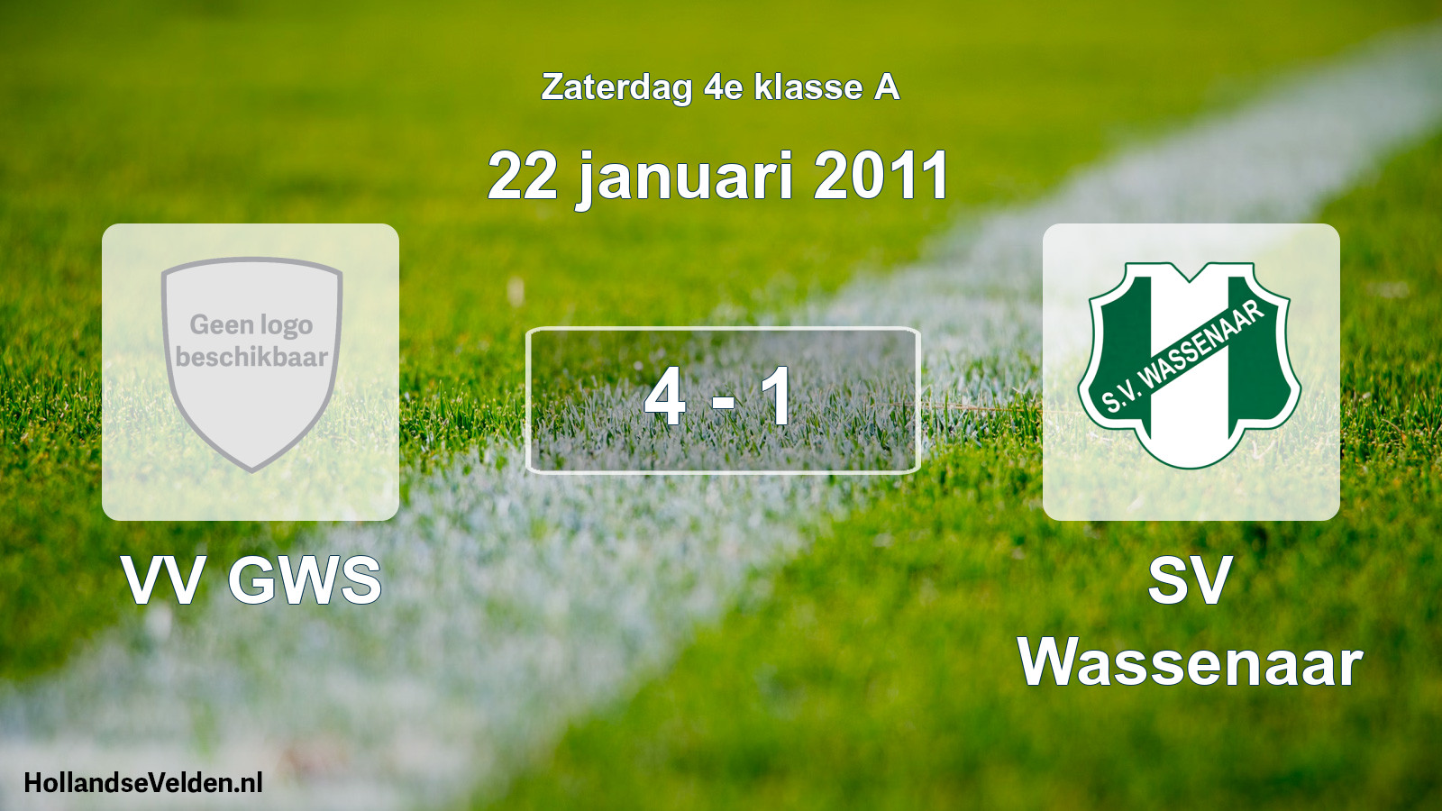 Total number of matches played: VV GWS - SV Wassenaar 4 - 1 (22 January 2011)