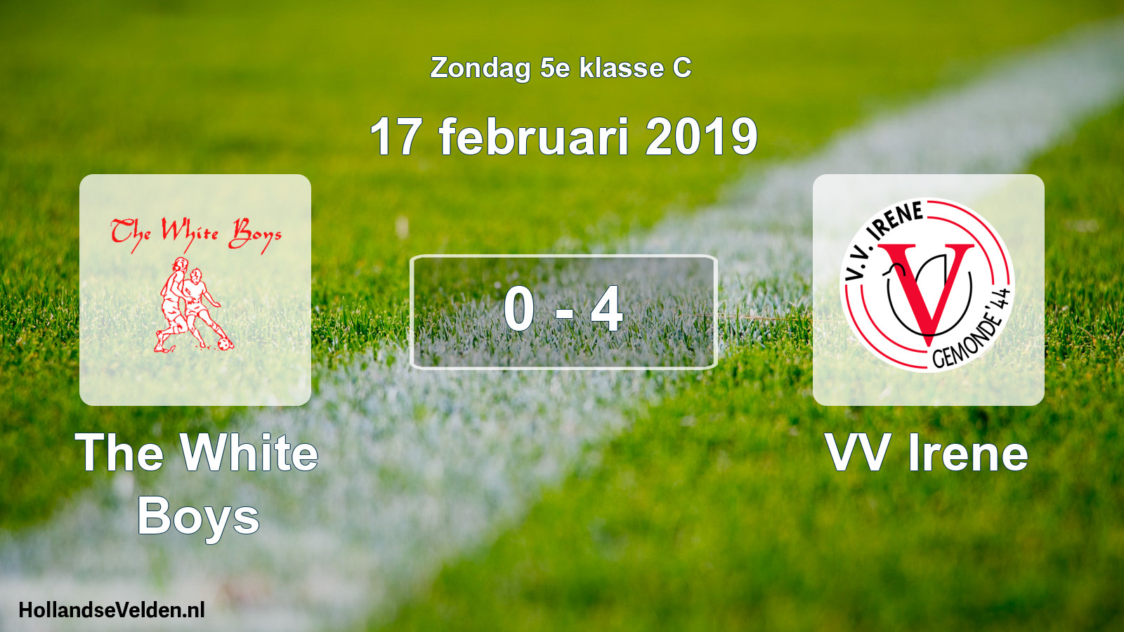 Total number of matches played: The White Boys - VV Irene 0 - 4 (17 February 2019)
