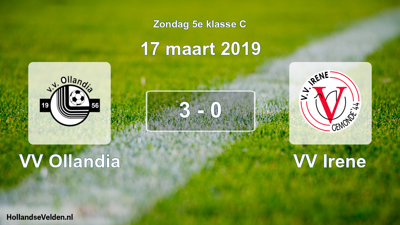 Total number of matches played: VV Ollandia - VV Irene 3 - 0 (17 March 2019)