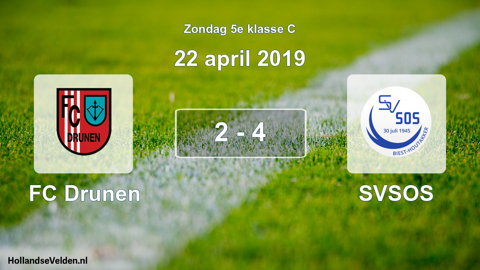 Total number of matches played: FC Drunen - SVSOS 2 - 4 (22 April 2019)