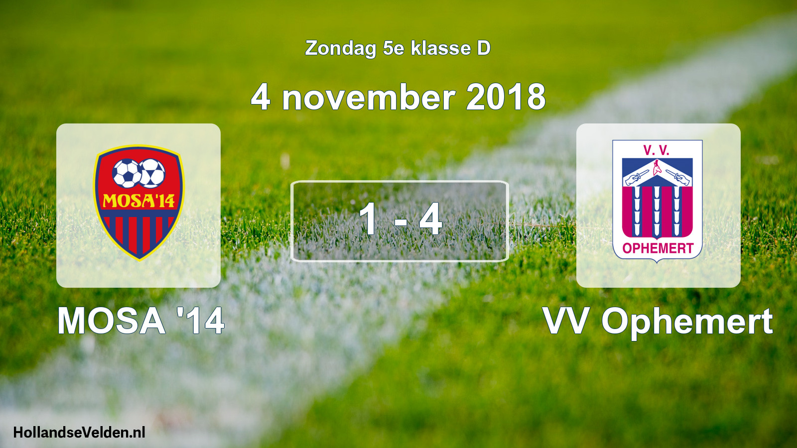 Total number of matches played: MOSA '14 - VV Ophemert 1 - 4 (4 November 2018)