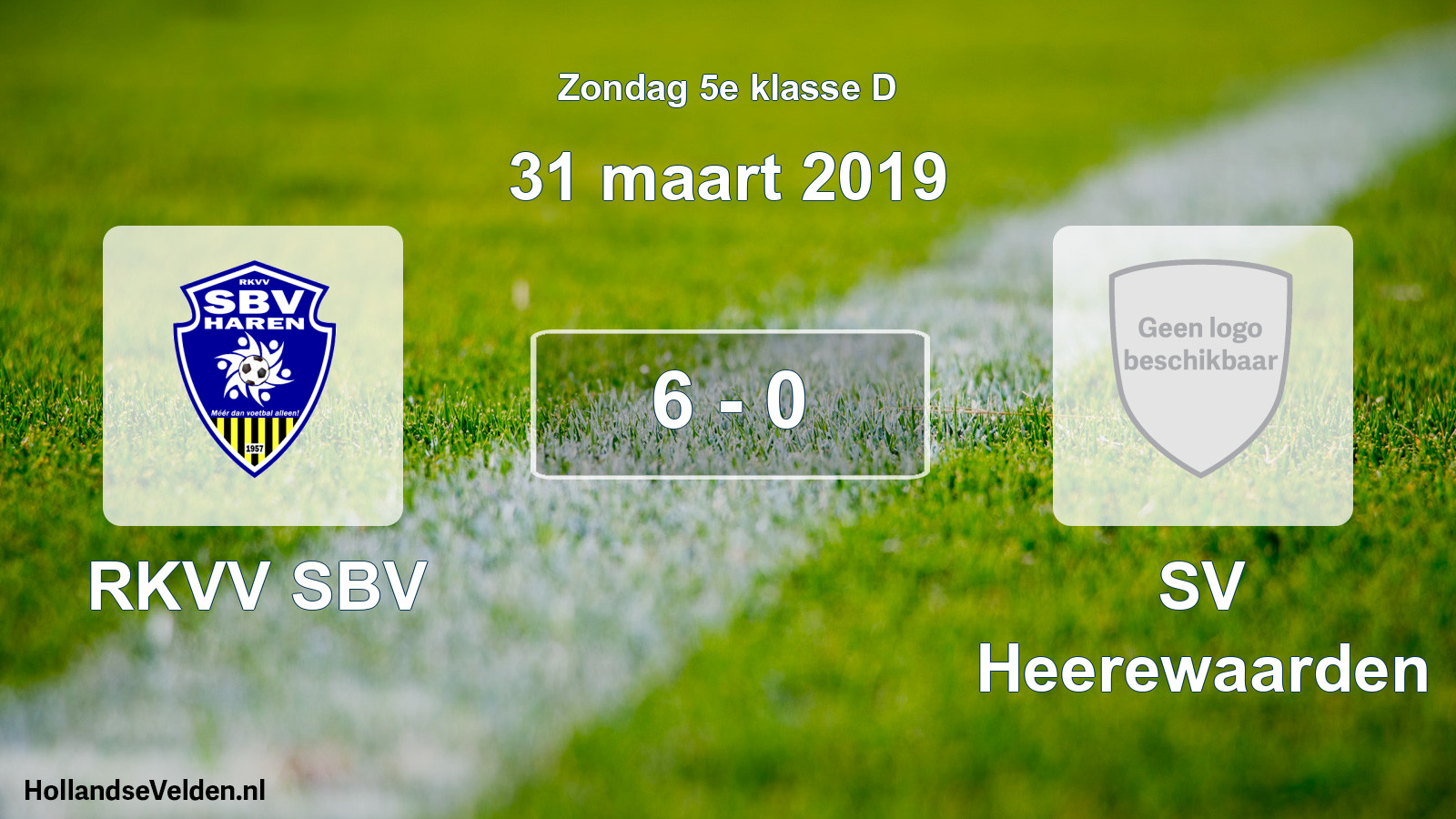 Total number of matches played: RKVV SBV - SV Heerewaarden 6 - 0 (31 March 2019)