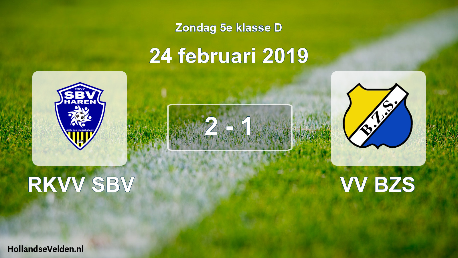 Total number of matches played: RKVV SBV - VV BZS 2 - 1 (24 February 2019)