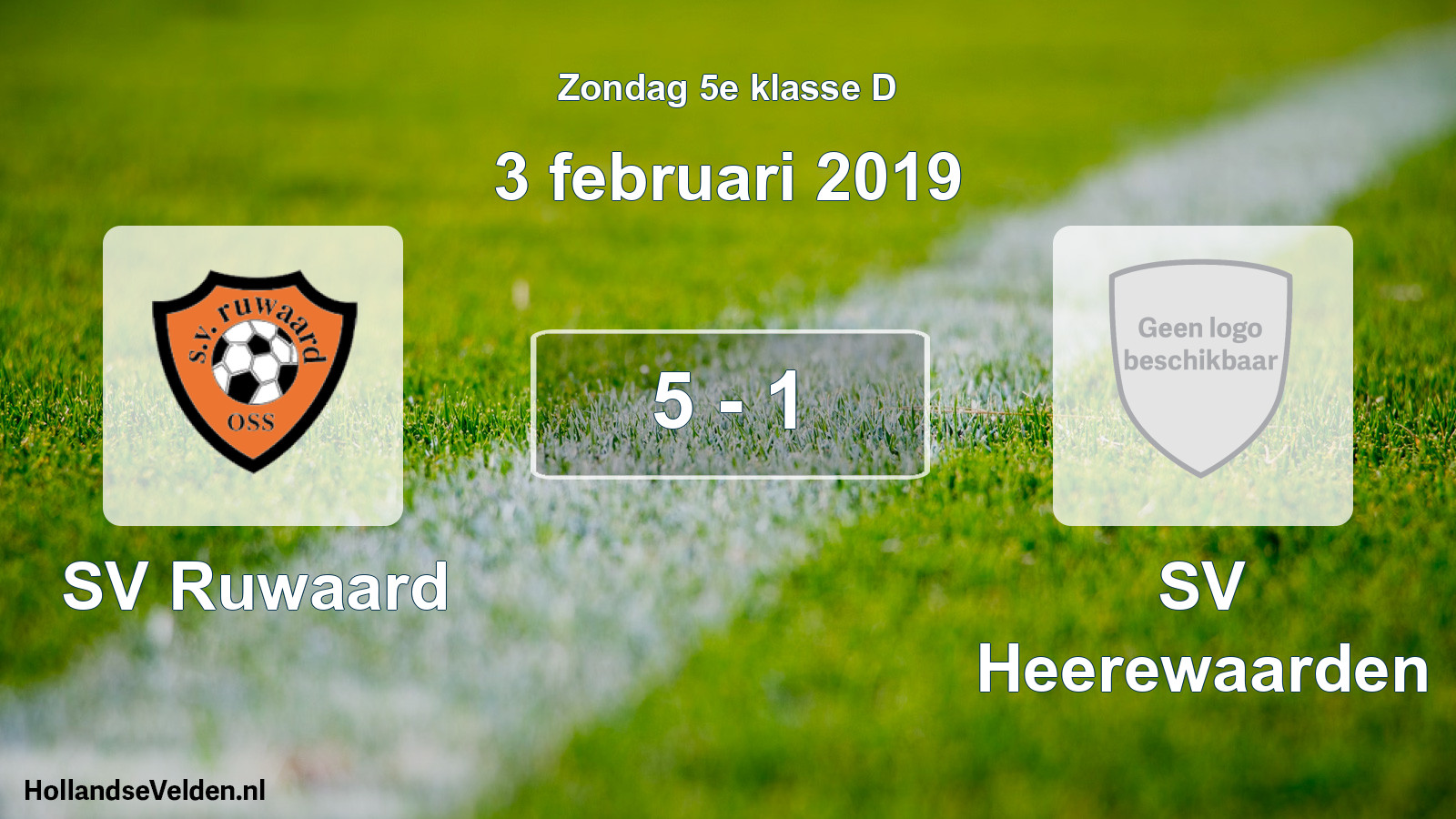 Total number of matches played: SV Ruwaard - SV Heerewaarden 5 - 1 (3 February 2019)