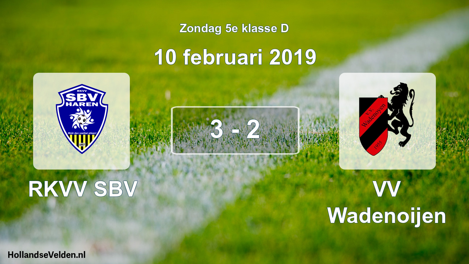 Total number of matches played: RKVV SBV - VV Wadenoijen 3 - 2 (10 February 2019)
