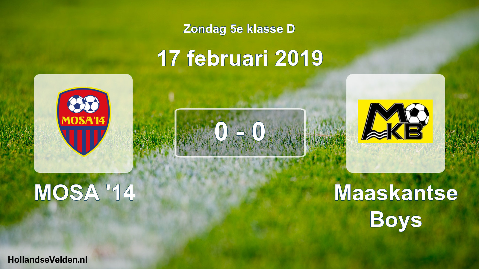 Total number of matches played: MOSA '14 - Maaskantse Boys 0 - 0 (17 February 2019)