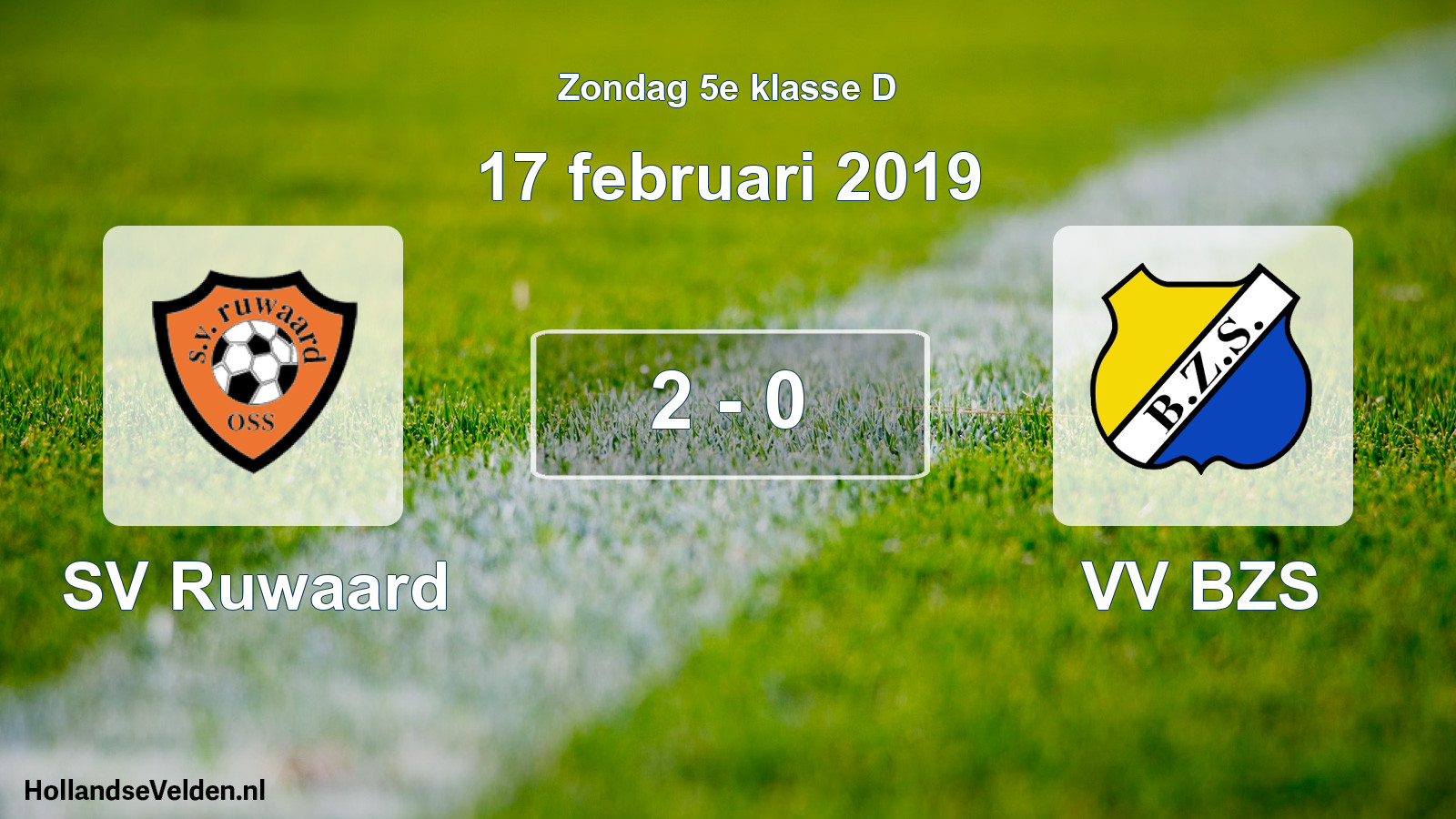 Total number of matches played: SV Ruwaard - VV BZS 2 - 0 (17 February 2019)