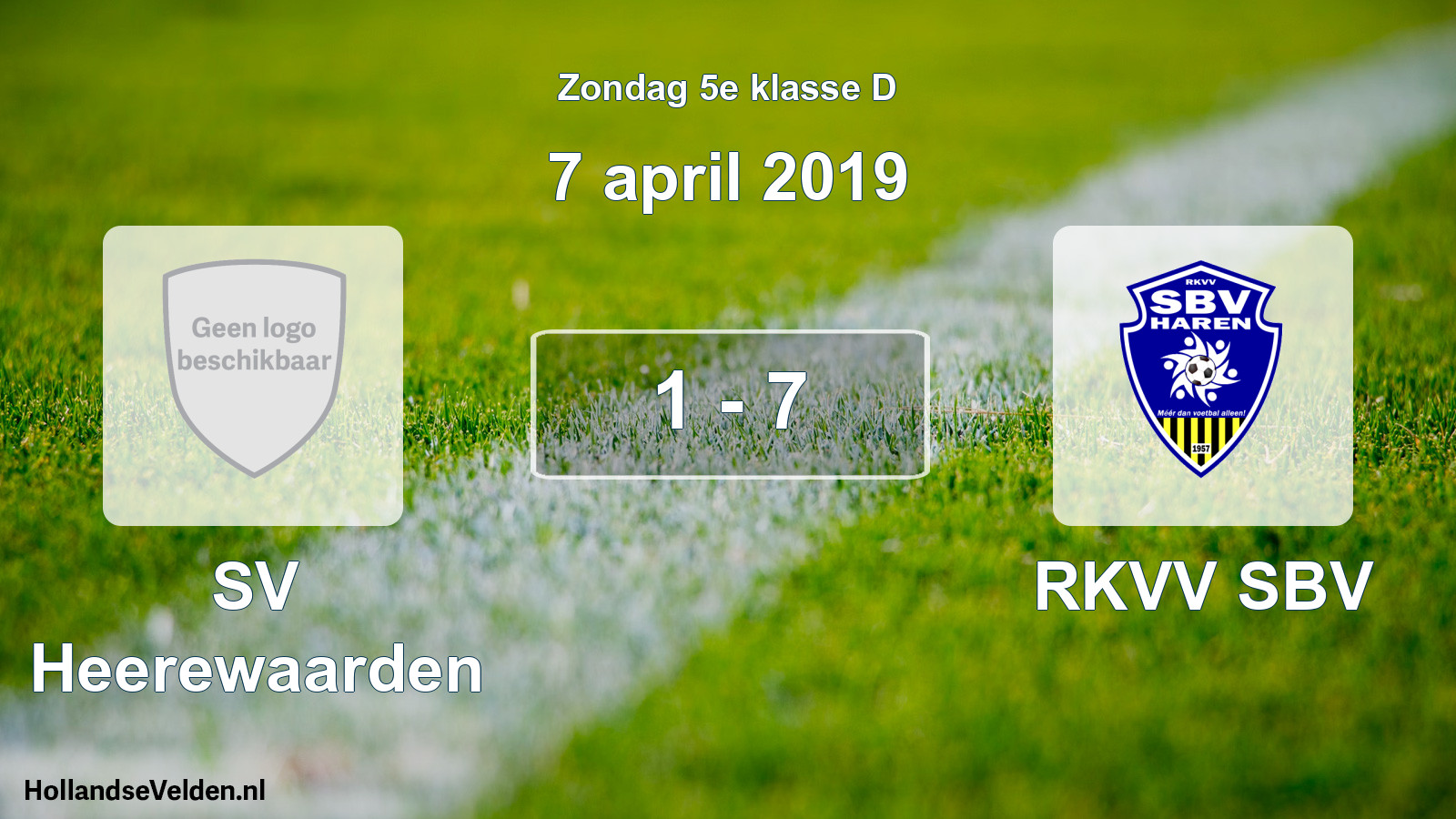 Total number of matches played: SV Heerewaarden - RKVV SBV 1 - 7 (7 April 2019)