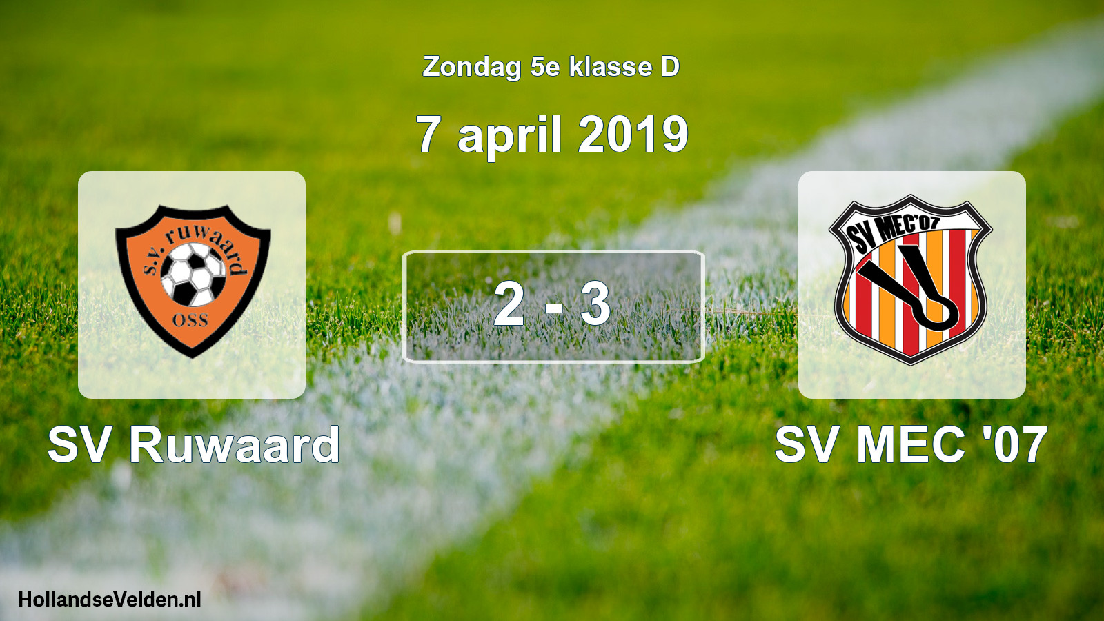 Total number of matches played: SV Ruwaard - SV MEC '07 2 - 3 (7 April 2019)