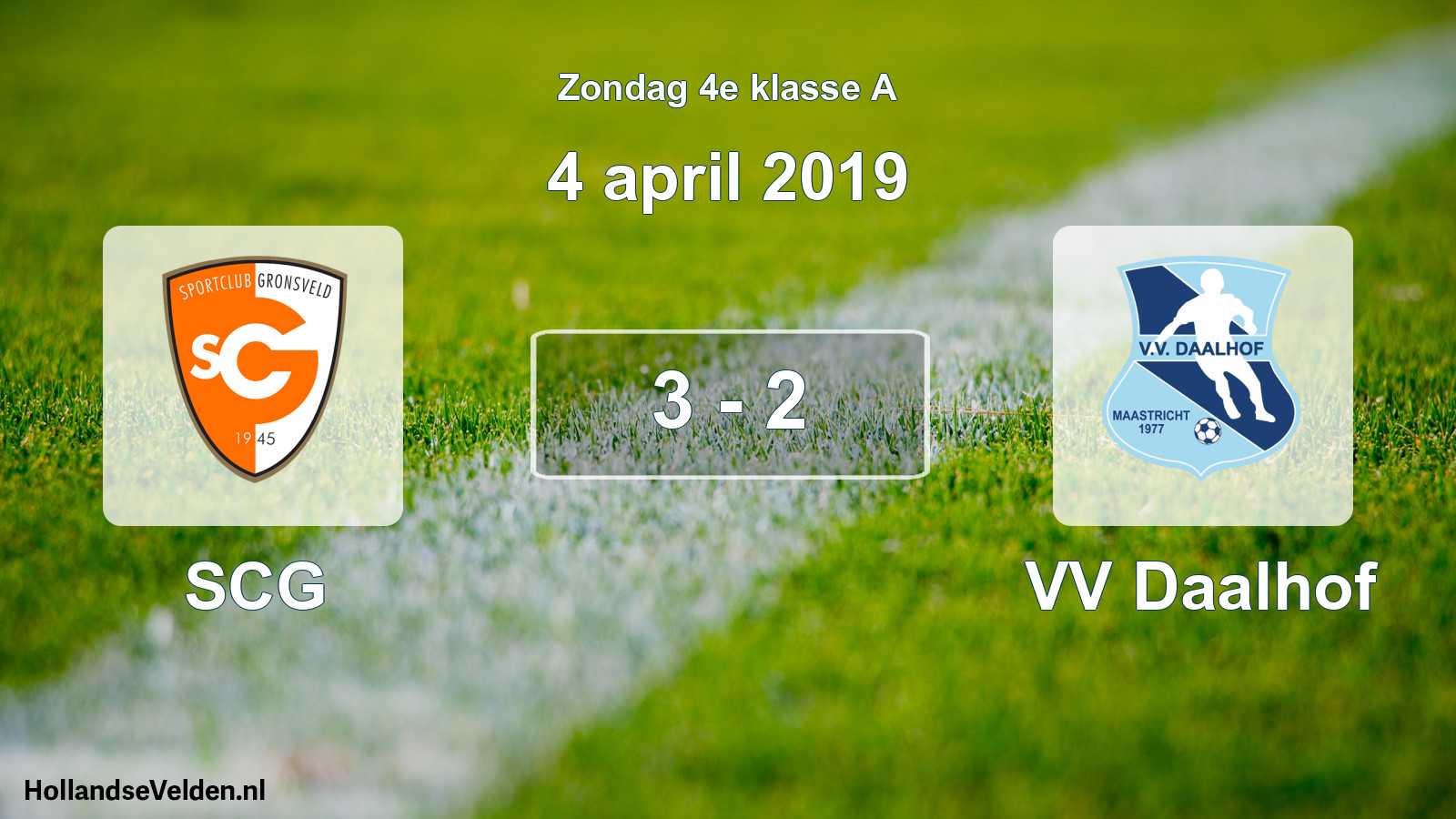 Total number of matches played: SCG - VV Daalhof 3 - 2 (4 April 2019)