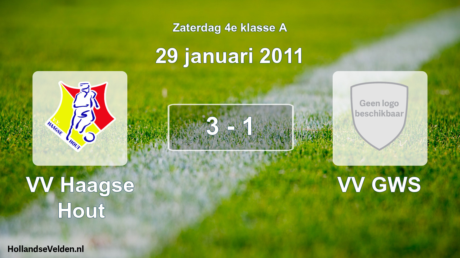 Total number of matches played: VV Haagse Hout - VV GWS 3 - 1 (29 January 2011)