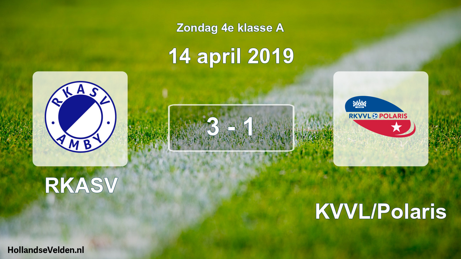 Total number of matches played: RKASV - RKVVL/Polaris 3 - 1 (14 April 2019)