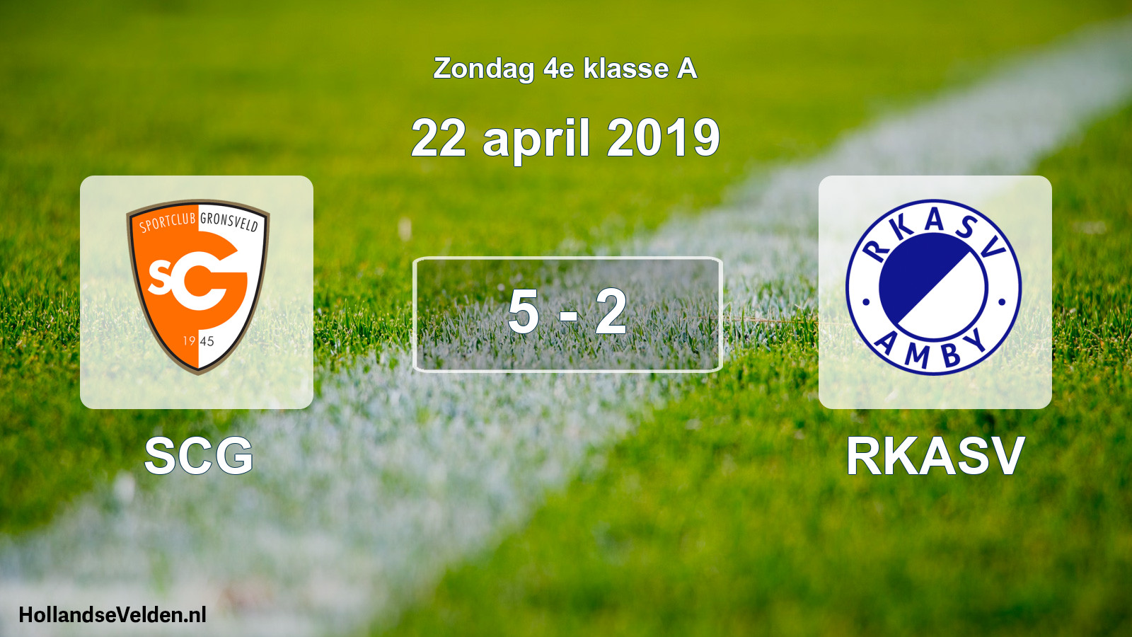 Total number of matches played: SCG - RKASV 5 - 2 (22 April 2019)