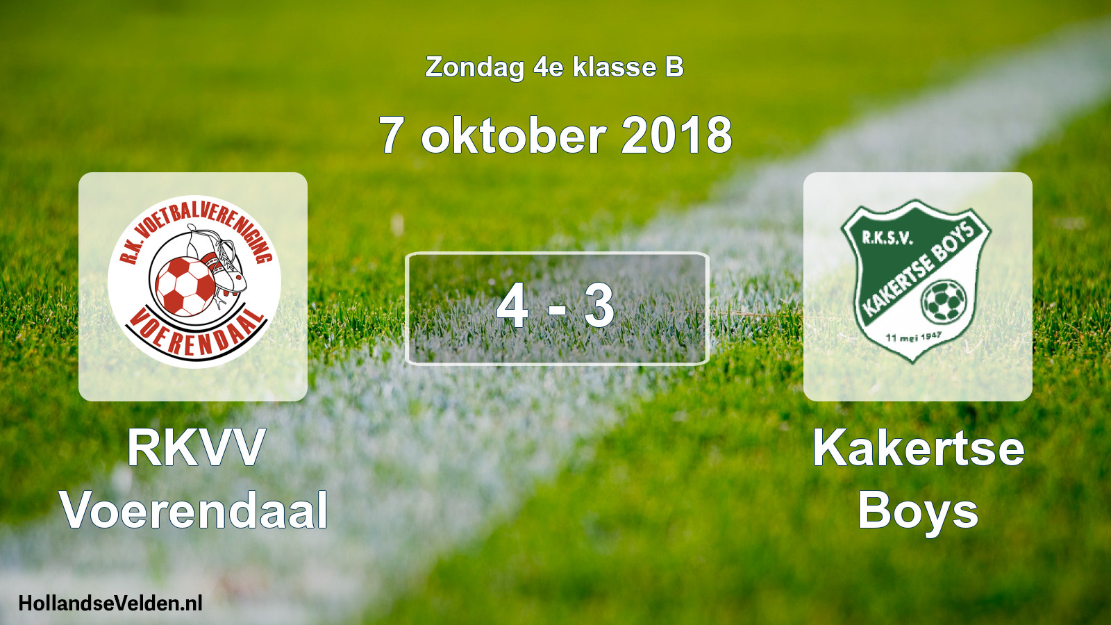 Total number of matches played: RKVV Voerendaal - Kakertse Boys 4 - 3 (7 October 2018)