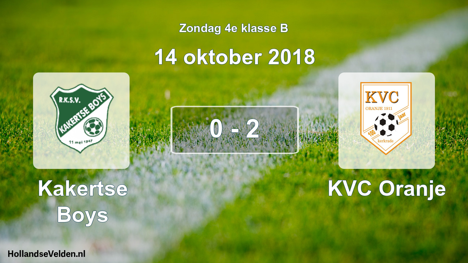 Total number of matches played: Kakertse Boys - KVC Oranje 0 - 2 (14 October 2018)