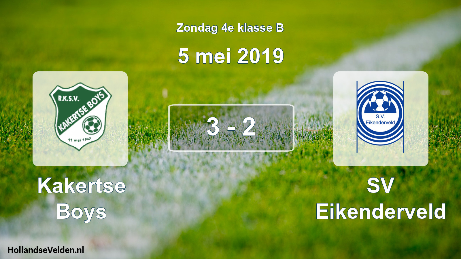 Total number of matches played: Kakertse Boys - SV Eikenderveld 3 - 2 (5 May 2019)