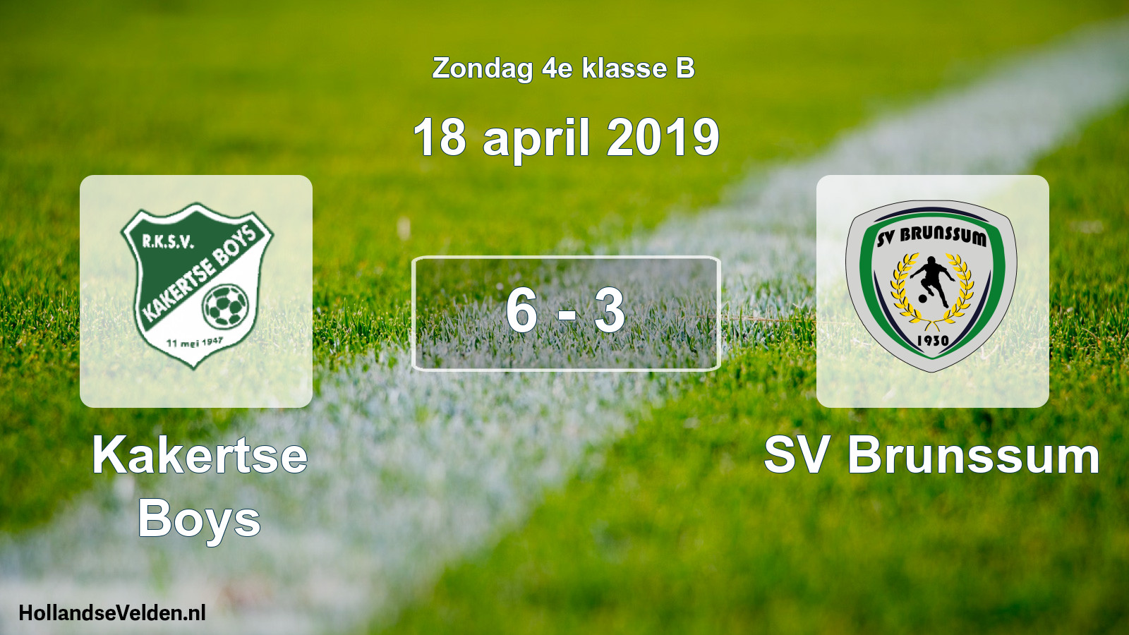 Total number of matches played: Kakertse Boys - SV Brunssum 6 - 3 (18 April 2019)