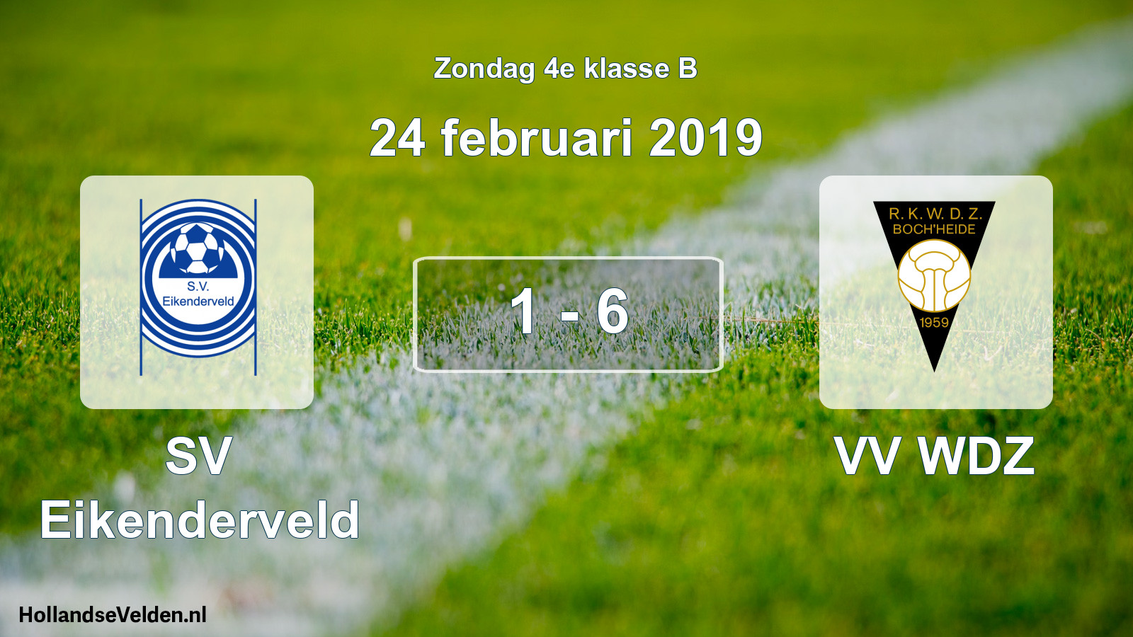 Total number of matches played: SV Eikenderveld - VV WDZ 1 - 6 (24 February 2019)