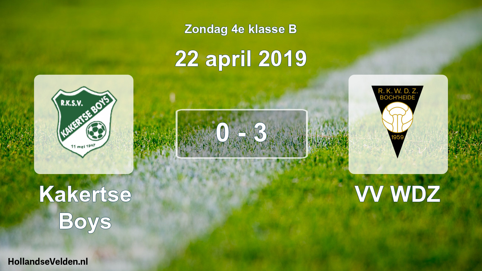 Total number of matches played: Kakertse Boys - VV WDZ 0 - 3 (22 April 2019)