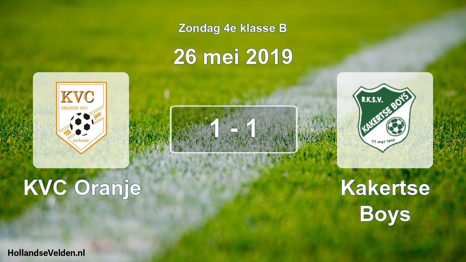 Total number of matches played: KVC Oranje - Kakertse Boys 1 - 1 (26 May 2019)