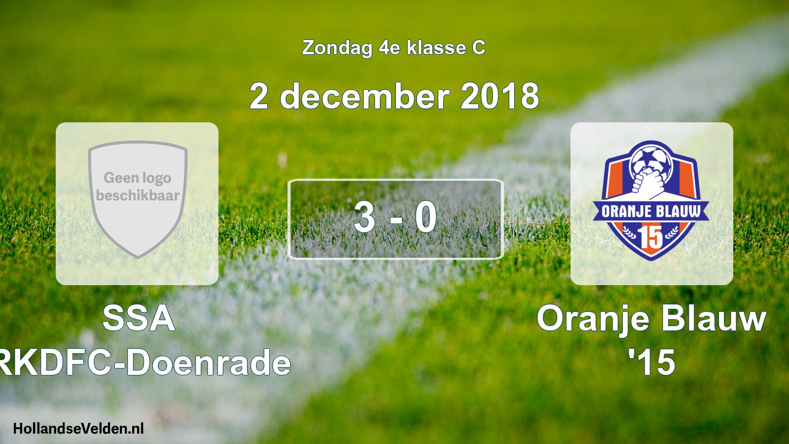 Total number of matches played: SSA RKDFC-Doenrade - Oranje Blauw '15 3 - 0 (2 December 2018)