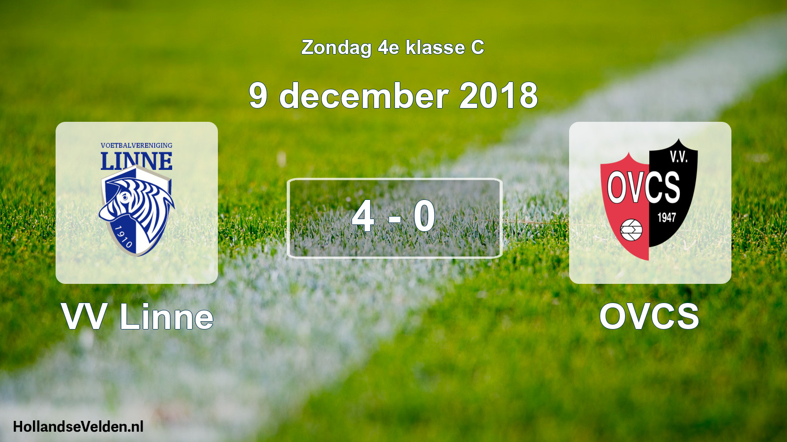 Total number of matches played: VV Linne - OVCS 4 - 0 (9 December 2018)