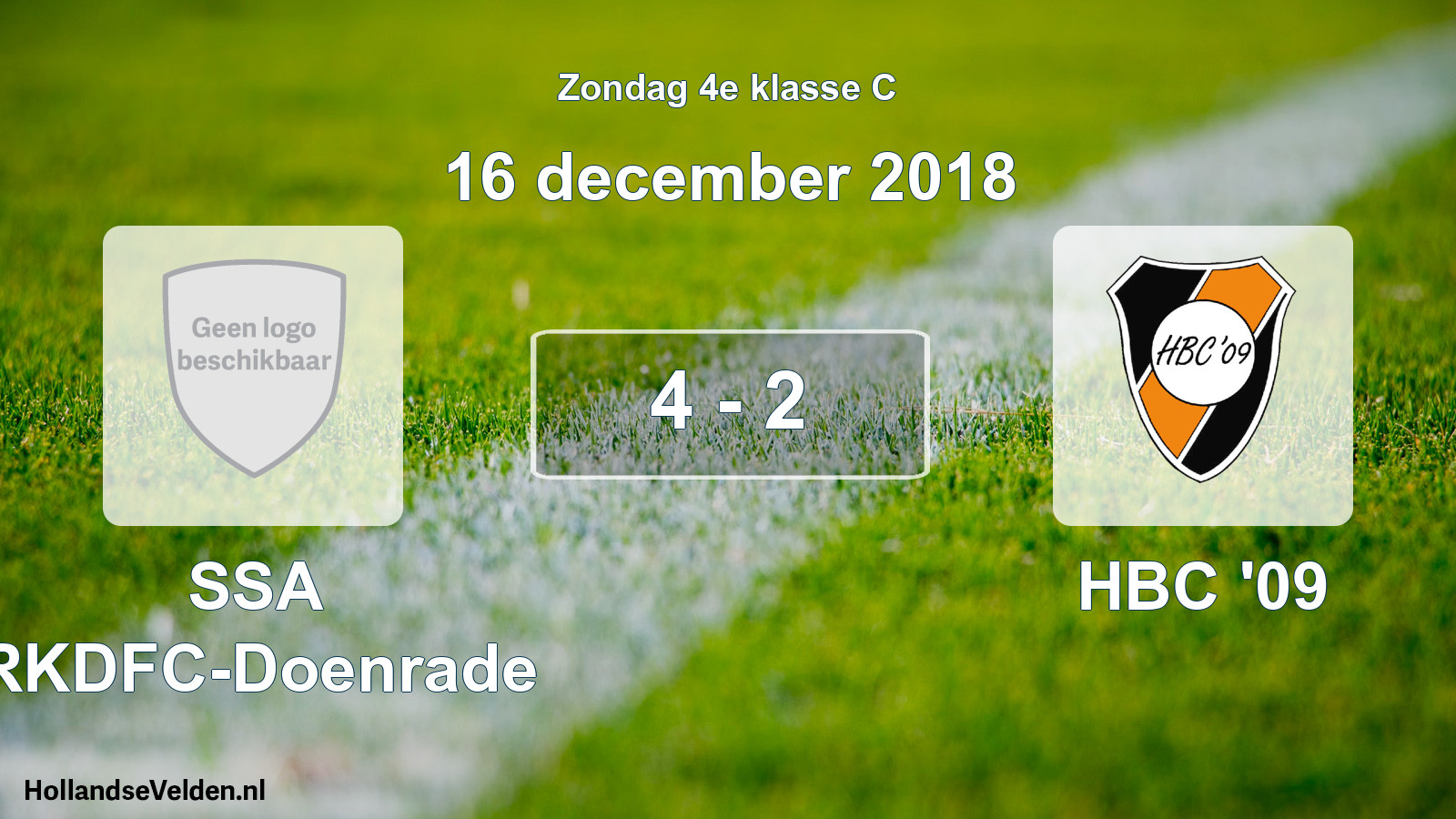 Total number of matches played: SSA RKDFC-Doenrade - HBC '09 4 - 2 (16 December 2018)
