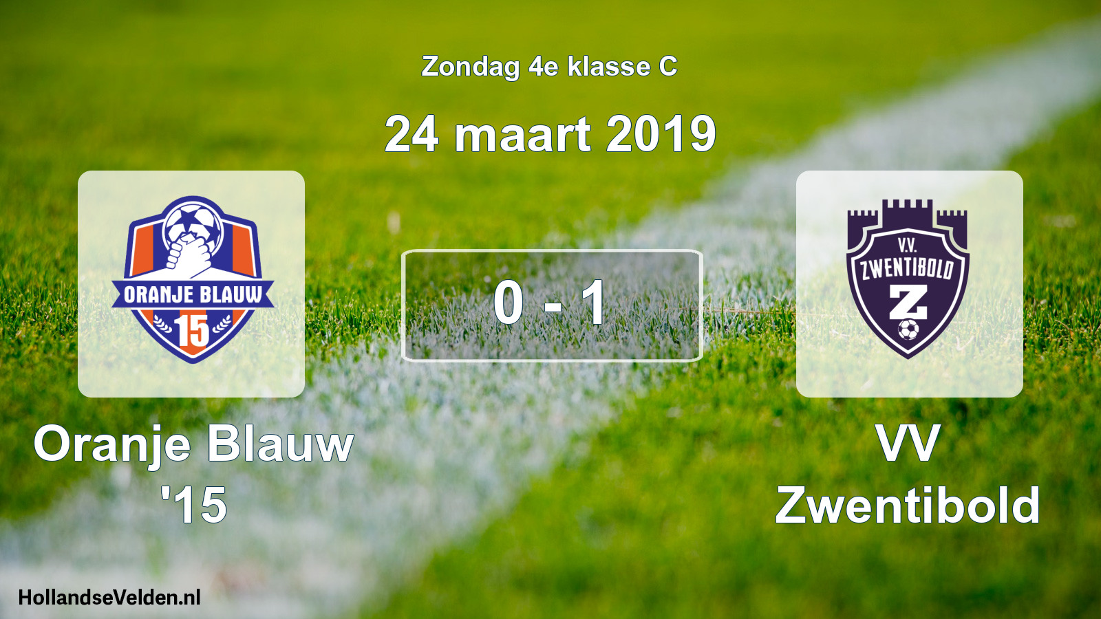 Total number of matches played: Oranje Blauw '15 - VV Zwentibold 0 - 1 (24 March 2019)