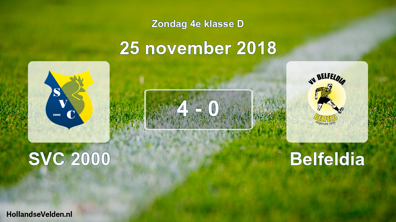 Total number of matches played: SVC 2000 - Belfeldia 4 - 0 (25 November 2018)