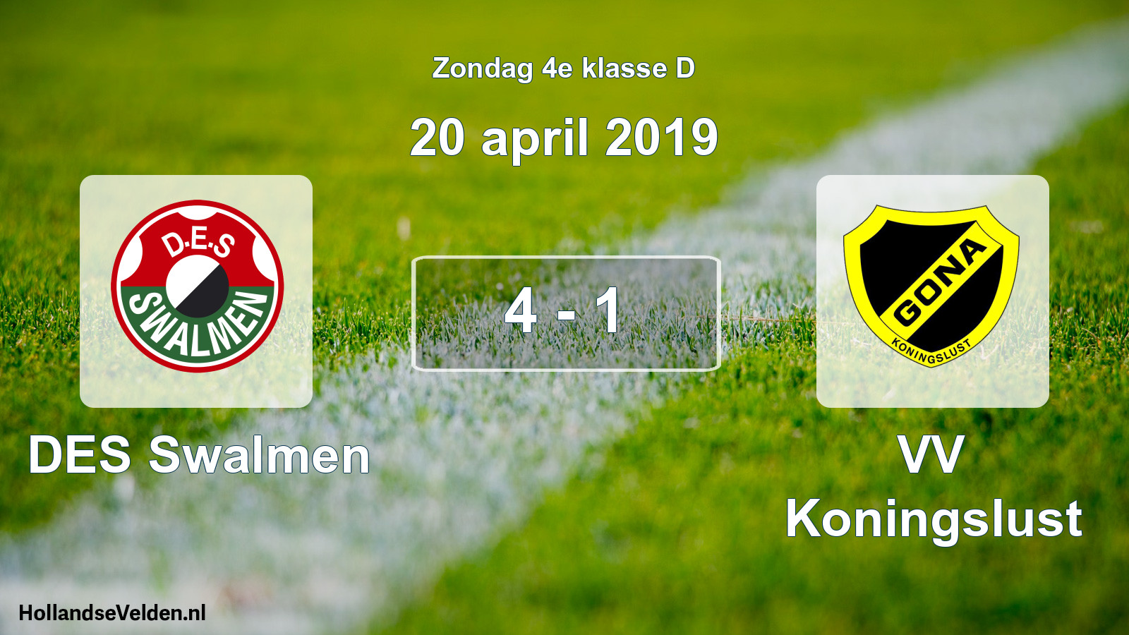 Total number of matches played: DES Swalmen - VV Koningslust 4 - 1 (20 April 2019)