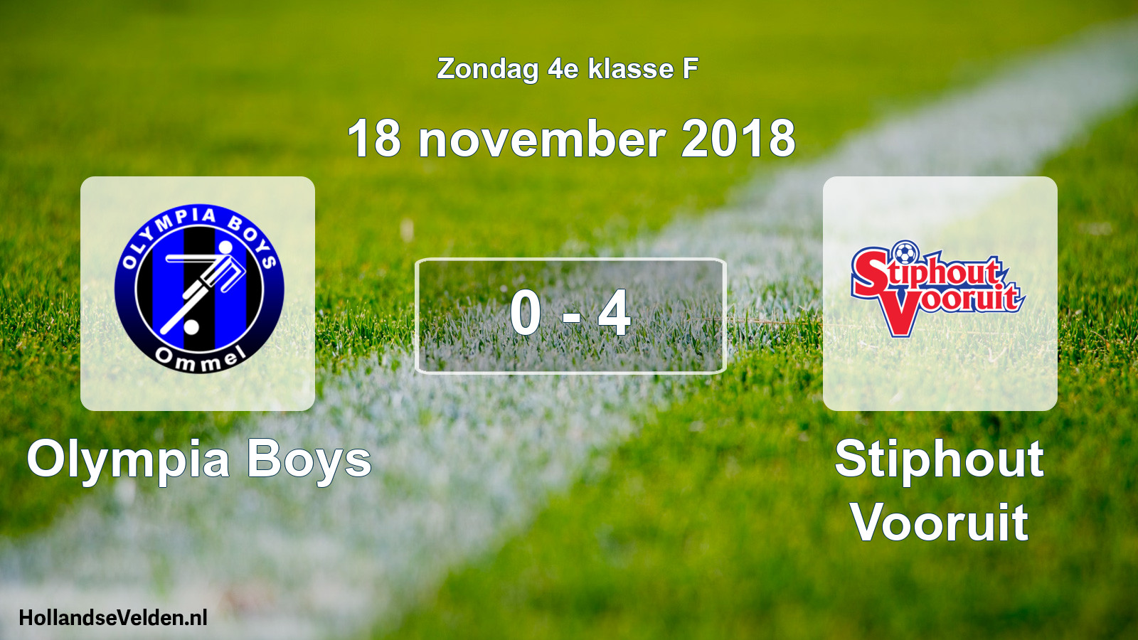 Total number of matches played: Olympia Boys - Stiphout Vooruit 0 - 4 (18 November 2018)