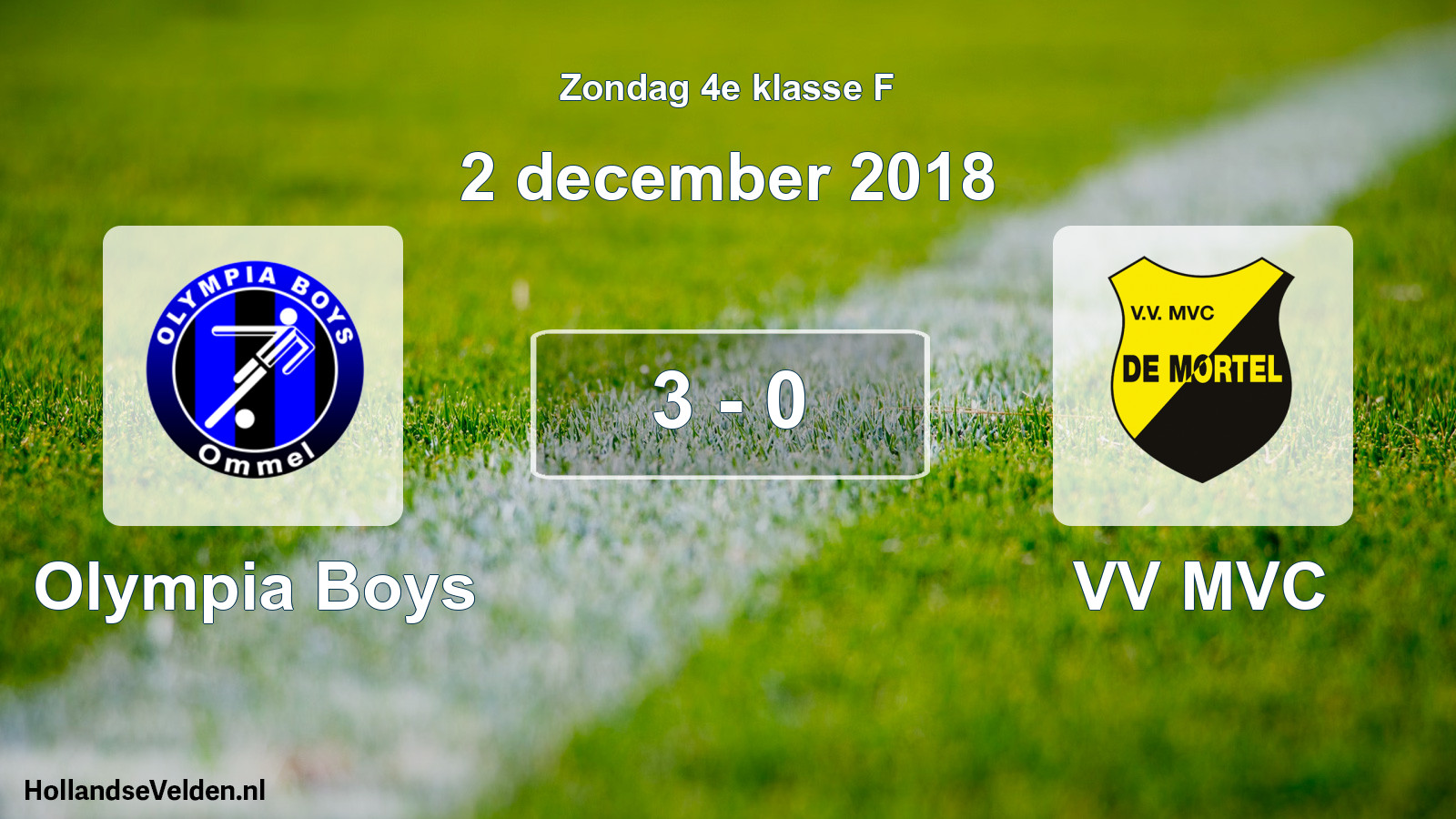 Total number of matches played: Olympia Boys - VV MVC 3 - 0 (2 December 2018)