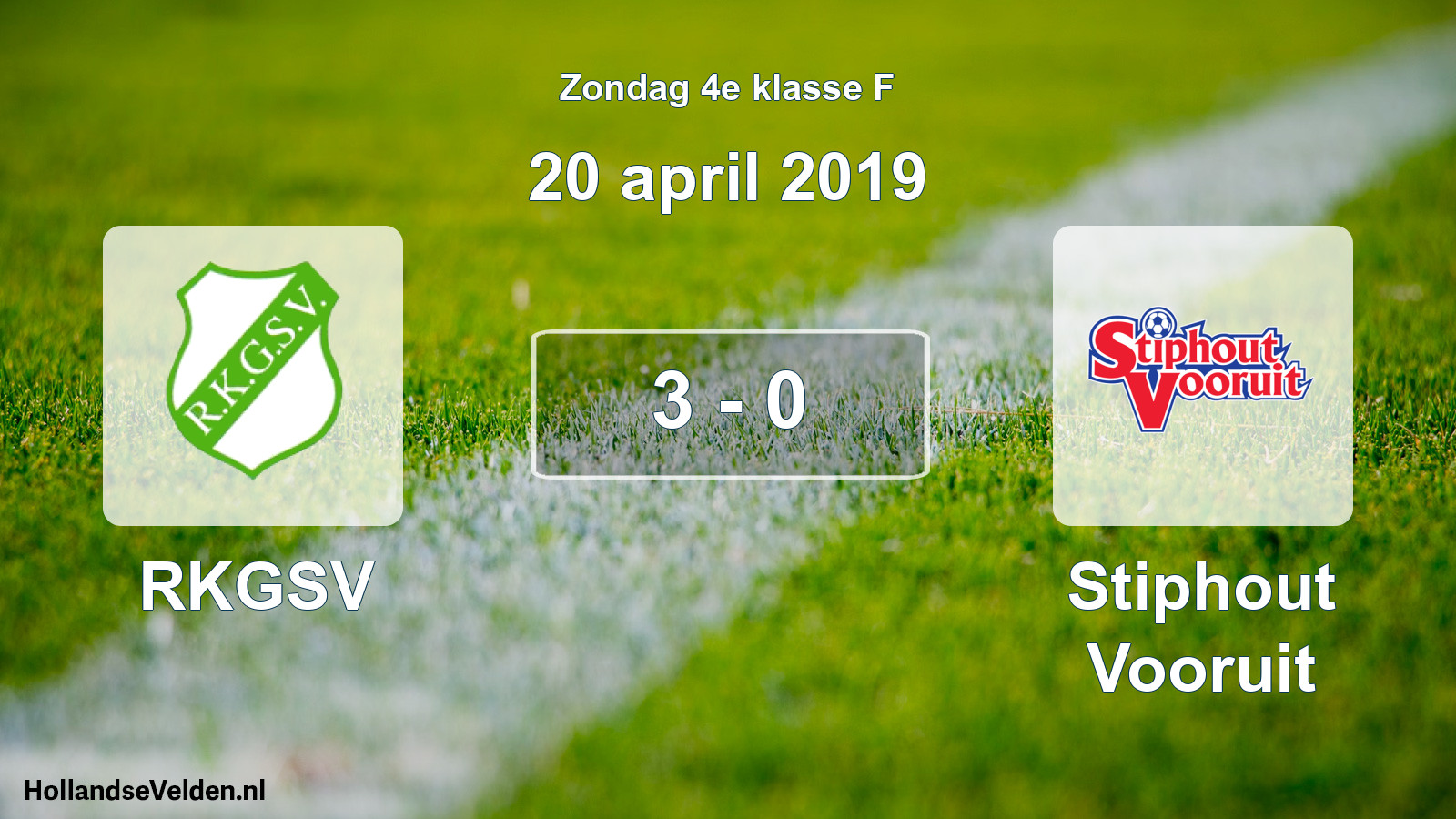 Total number of matches played: RKGSV - Stiphout Vooruit 3 - 0 (20 April 2019)